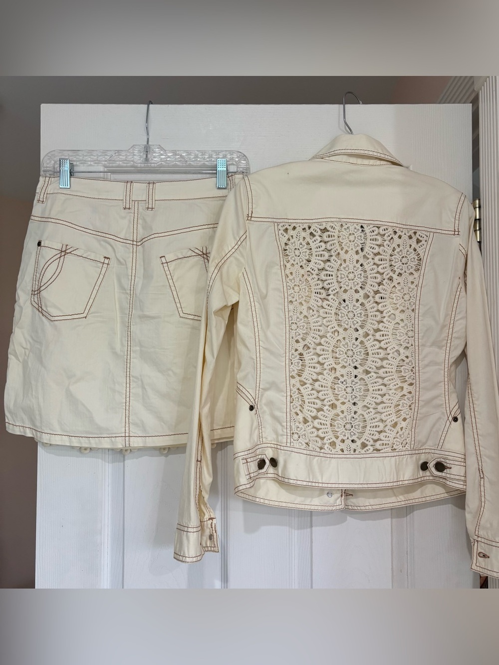 Cache Cream Crochet-Panel Jacket & Skirt Set - Picture 2 of 4